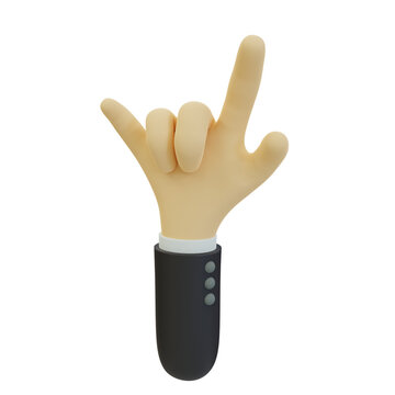 3D Rendering of Hand with Rock and Roll Pose