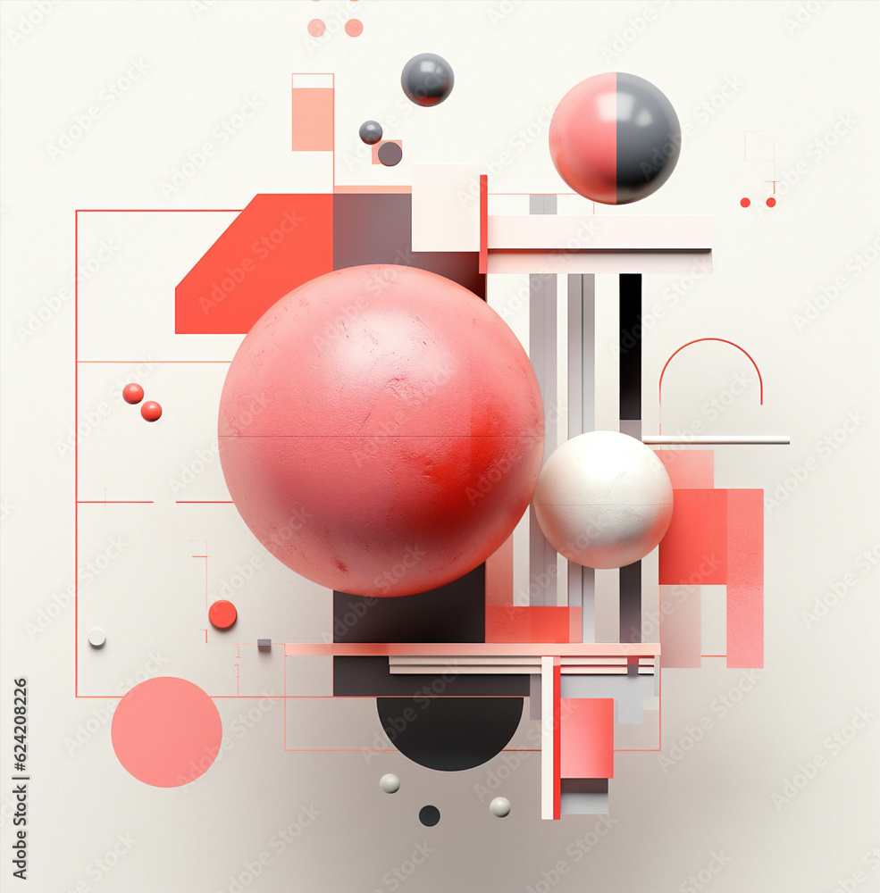 Poster design pink art geometric render object geometry background pastel cube abstract shapes minimalism