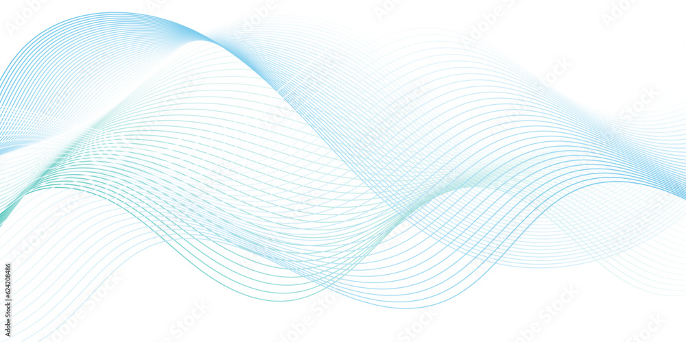 Wall mural abstract blue wave lines on transparent background. digital frequency track equalizer. abstract busi
