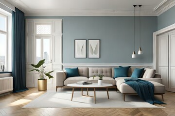 Scandinavian style living room interior. 3d rendering.