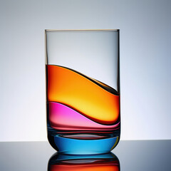 One empty glass. Bright gradient color. Product design
