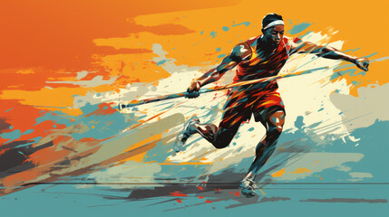 colorful creative illustration of an athlete. Generative AI