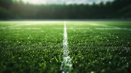 Obraz premium lush green lawn in a football stadium. sport concept. Generative AI