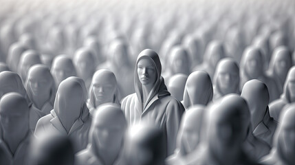 Fototapeta premium white people figures. stand out black lives matter concept. Generative AI