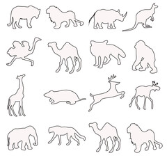 Set silhouettes of the animals