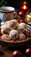 Homemade chocolate truffles for Christmas