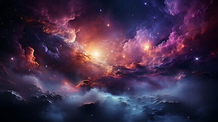 Naklejka premium galaxy and nebula photo with purple and pink color tone, hyper realistic Made by AI generated