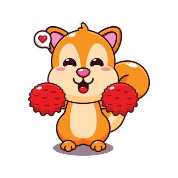 cute cheerleader squirrel cartoon vector illustration.