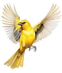 Yellow Bird Isolated on White Background . AI generated Illustration. - 624213040