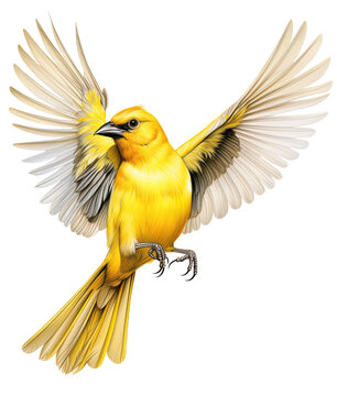 Yellow Bird Isolated on White Background . AI generated Illustration.