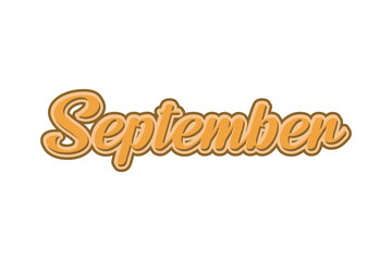 September hand drawn lettering. Handwritten text. Vector illustration.