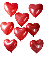 3D red heart shaped balloons isolated on white for anniversary party