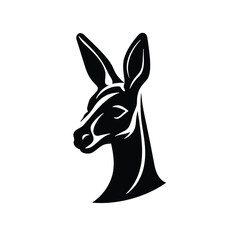 Fototapeta na wymiar kangaroo head logo icon design illustration, silhouette wallaby isolated on white background