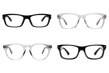 Set of glasses, different glasses, modern eyewear design, 3d vector illustration isolated