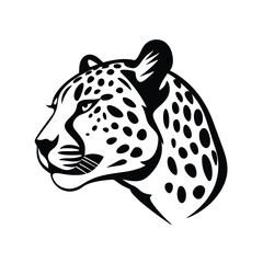Cartoon cheetah head, Face side view, mascot or logo design, vector illustration isolated 