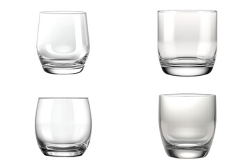 Set of glasses of drinks goblets, glass for drinking water, milk, vector isolated