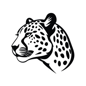 Cartoon cheetah head, Face side view, mascot or logo design, vector illustration isolated 