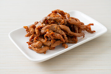 Sun-Dried Pork on white plate