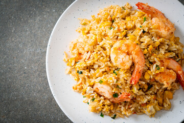 fried shrimps fried rice on plate