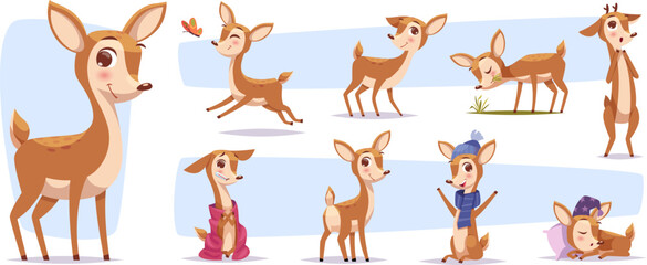 Fototapeta premium Cute deer. Baby animal in forest exact vector baby deer characters