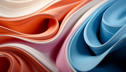 3d render, paper ribbon rolls, abstract shapes, pastel fashion background, swirl, scroll, curl, spiral, cylinder