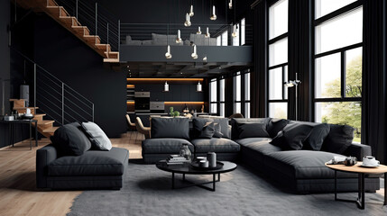 Mdoern Matte Black Great Room