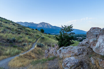 Fototapeta na wymiar Early summer morning at slopes of Wasatch Montainsl in Salt Lake City