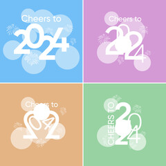 Naklejka na ściany i meble Simple and Elegant 2024 New Year Post Designs - New Year Design