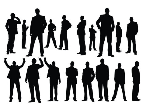 Set of business people silhouette, isolated on white background