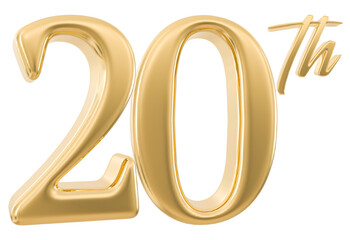 20th Anniversary Number 3d Gold