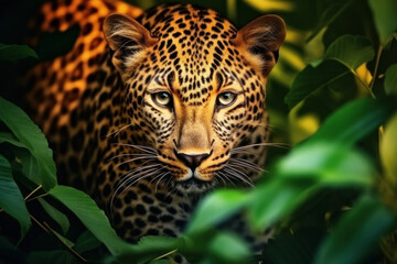 Obraz premium Leopard in its natural Habitat, Wildlife Photography, Generative AI