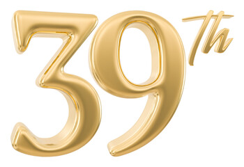 39th Anniversary Number 3d Gold