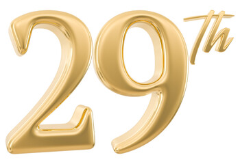 29th Anniversary Number 3d Gold