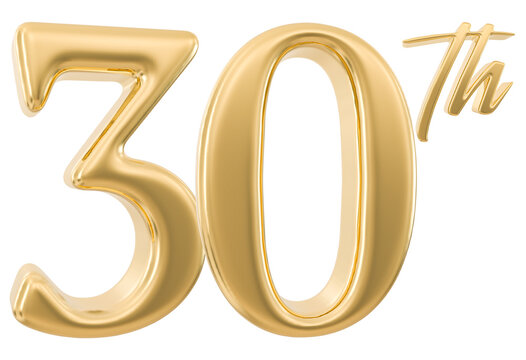 30th Anniversary Number 3d Gold