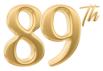 89th Anniversary Number 3d Gold