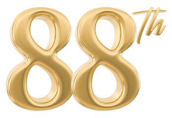 88th Anniversary Number 3d Gold