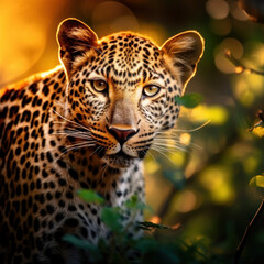 Obraz premium Leopard in its natural Habitat, Wildlife Photography, Generative AI