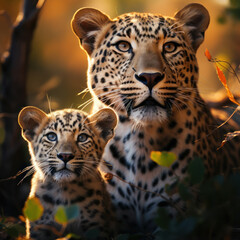 Fototapeta na wymiar Leopard in its natural Habitat, Wildlife Photography, Generative AI