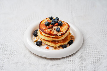 Breakfast Blueberry Pancakes and Honey Granola