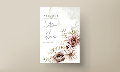 beautiful autumn floral wedding invitation card template