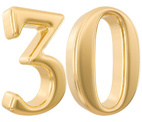 30 Number 3d Golden