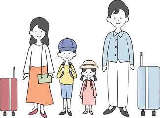 旅行に行く家族のイラスト素材
