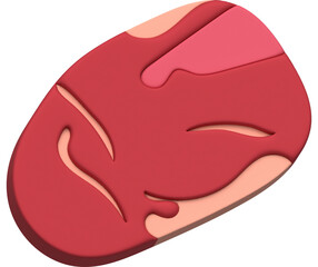 3D illustration. Fresh slices or meat. Marbling of pork or beef tenderloin for steak.