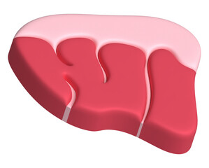 3D illustration. Fresh slices or meat. Marbling of pork or beef tenderloin for steak.
