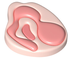 3D illustration. Fresh slices or meat. Marbling of pork or beef tenderloin for steak.