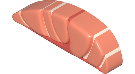 3D illustration, thick slices of raw salmon of fresh sashimi or trout sashimi
