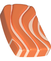 3D illustration, thick slices of raw salmon of fresh sashimi or trout sashimi