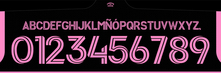 Naklejka premium font vector team usa 2023 - 2024 kit sport style. United States soccer font. football style font with dynamic lines. messi, inter miami. major league. sports style letters and numbers for soccer team