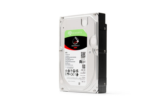 Seagate 8TB IronWolf Pro Hard drive on transparent background with shadow 3.5" HDD for PC building 