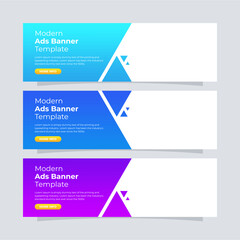 Banner template design. Entire colors gradient banner for the website. Modern ads banner.